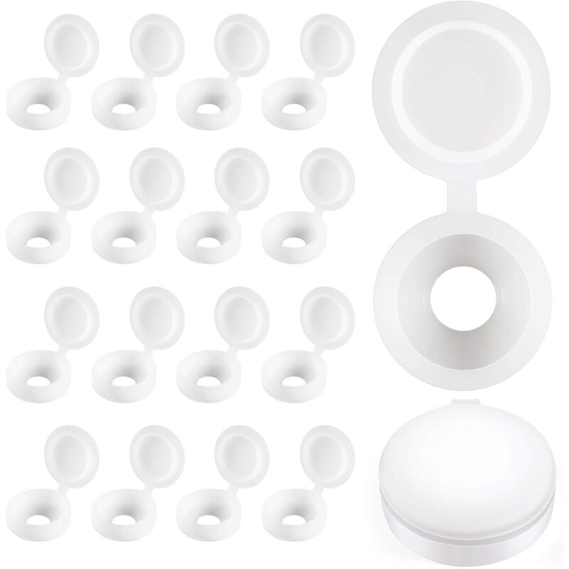 Plastic Hinged Screw Covers Fold Screw Covers Washer Flip Tops White - Image 1