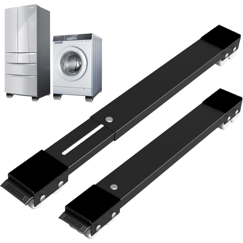 Washing Machine Base With Brake, Adjustable Mobile Base For Washing Machine, Dryer, Refrigerator, Load 300Kg, Black - Image 1