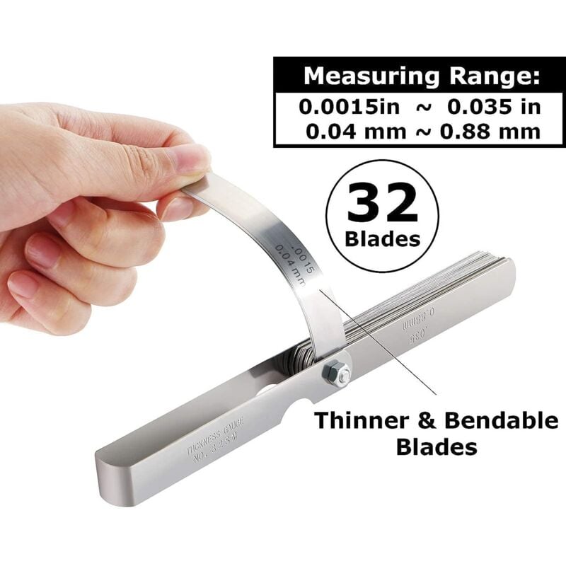Precision Feeler Gauges, 32 Blades Metric/Imperial Marking Gap Gauge For Measuring Clearance Width/Thickness Sizes Gap - Image 4