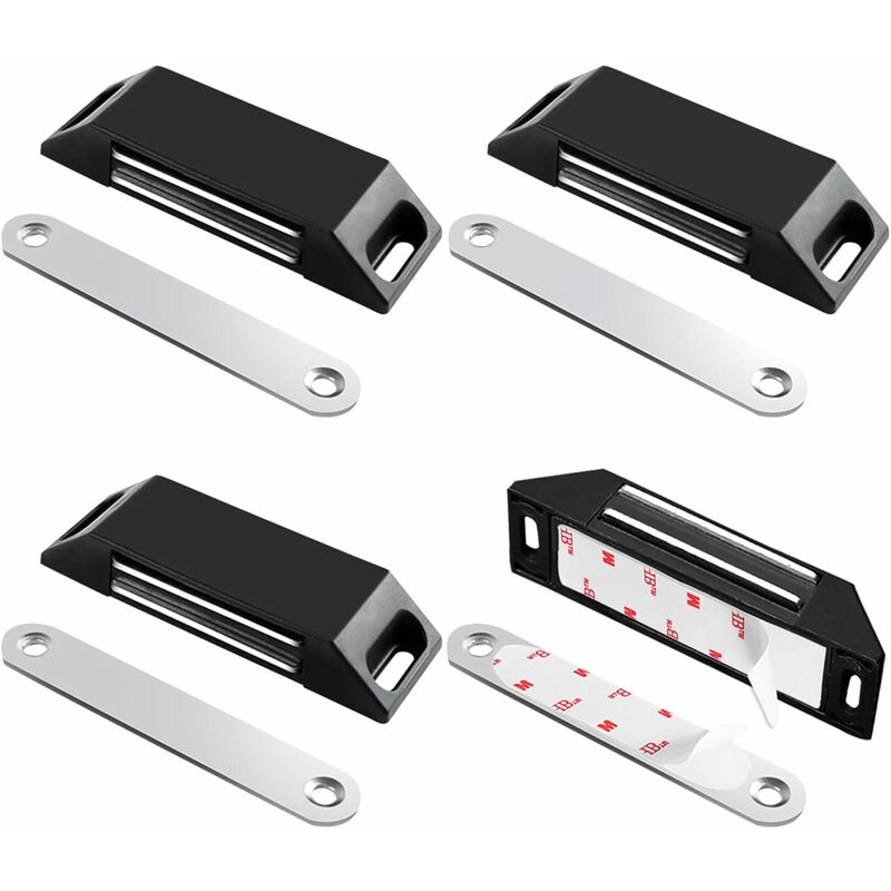 Magnetic Door Catches 4 Pack No Drilling Kitchen Cupboard Magnet Strong Magnet Closure For Cupboard Door, Drawer, - Image 1