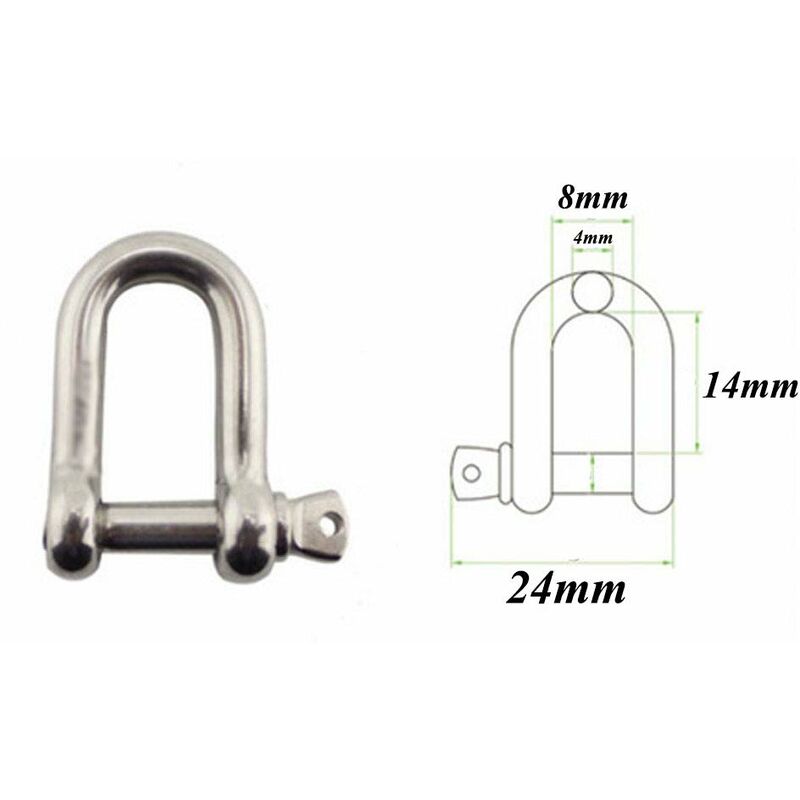 Stainless Steel Shackle 12 pcs M4 Stainless Steel Shackle Lifting Shackle Chain D Ring Shackle Pin Screw Buckle - Image 2