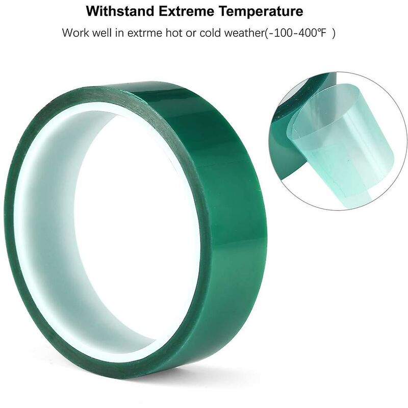 2 ROlls Green High Temperature Polyester Masking Tape Pet Powder Coated Ideal For Painting, Anodizing Applications - Image 2