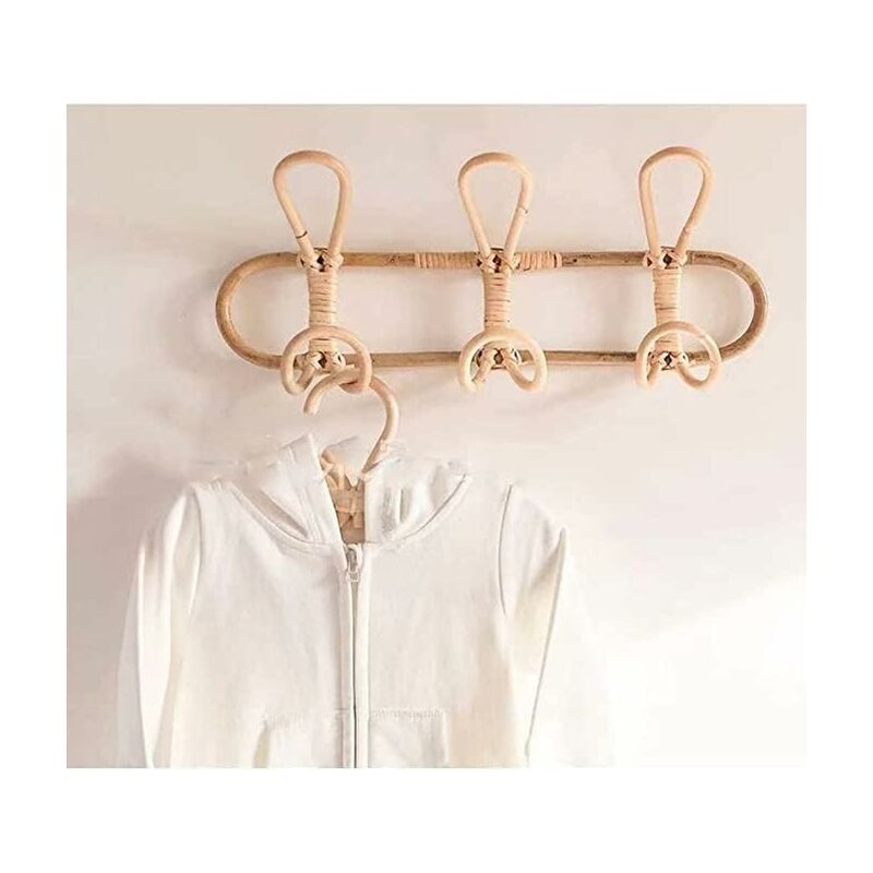 Rattan Wall Hooks Wall Coat Rack Wall Hook For Kids Clothes Hats And Clothing - Image 1