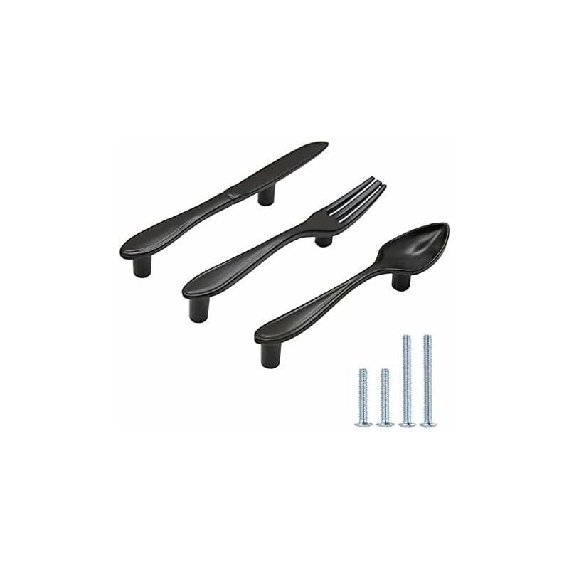 3 Pack Knife Spoon Fork Shape Cabinet Pulls Door Handles Hole Center 3