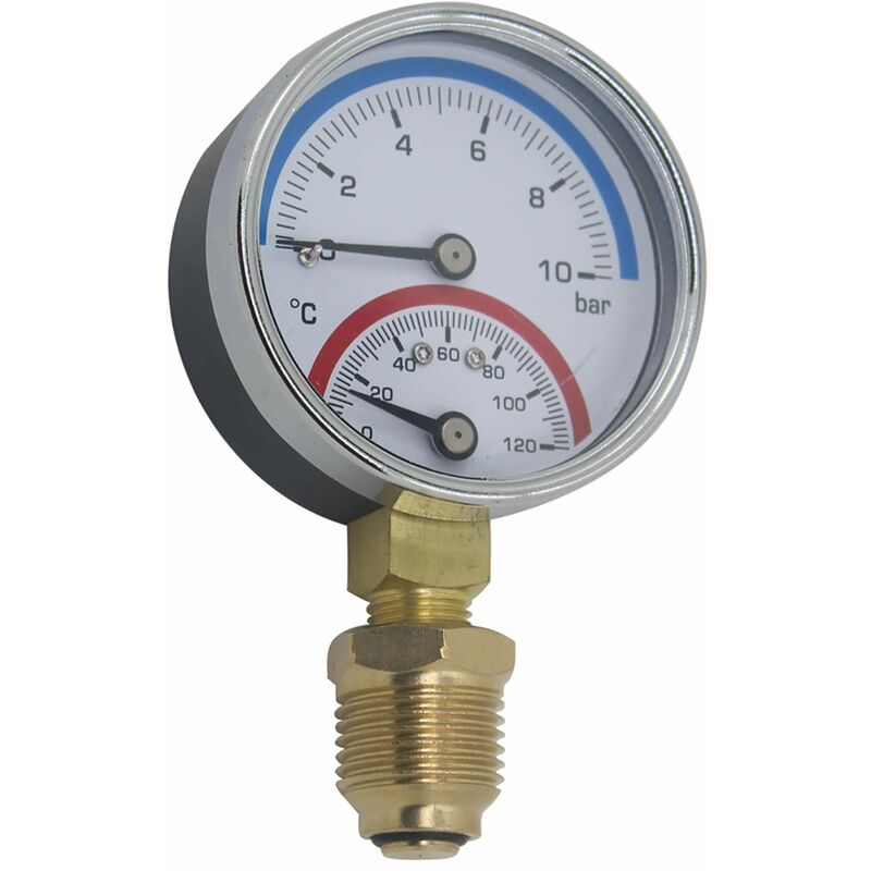 Thermomanometer 80Mm Pressure Gauge Temperature Thermometer Boiler Heating Radial Thread (80Mm 0-16Bar 1/4