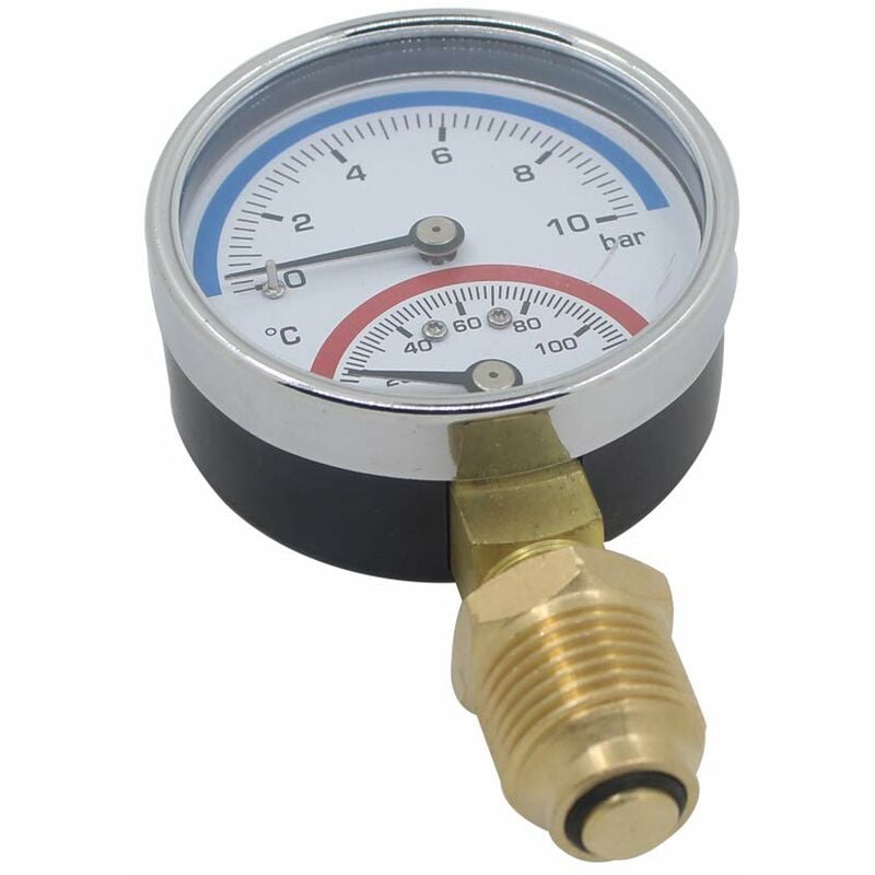 Thermomanometer 80Mm Pressure Gauge Temperature Thermometer Boiler Heating Radial Thread (80Mm 0-16Bar 1/4