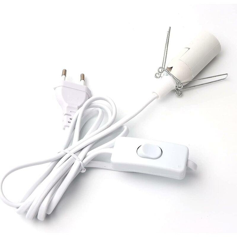 Salt Lamp Cable With Switch - E14-1.8M - Salt Lamp Socket, White - Image 1