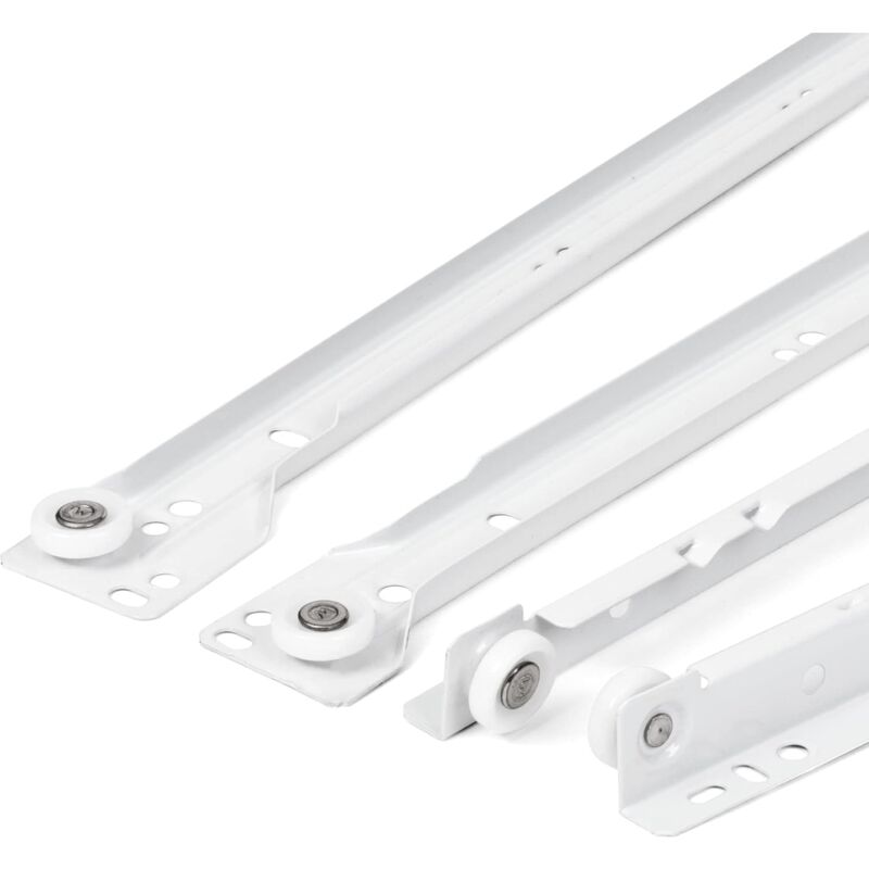 Drawer Slides 400Mm - Pack Of 2 (1 Pair) White Drawer Slide Rails, Partial Extension Slide System - Easy Assembly - Image 1