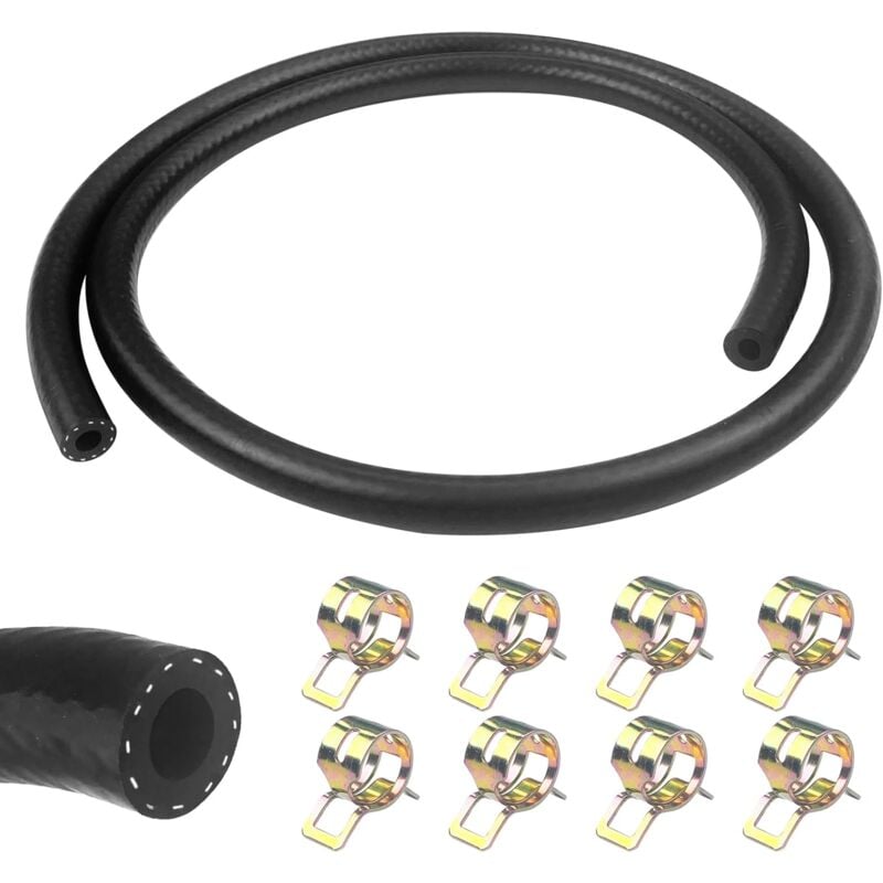 1 Meter Fuel Hose, 6Mm Inner Diameter Diesel Hose, Fuel Pipe With 8 pcs Hose Clamps, Fuel Line For Truck, Car, Tractor - Image 1