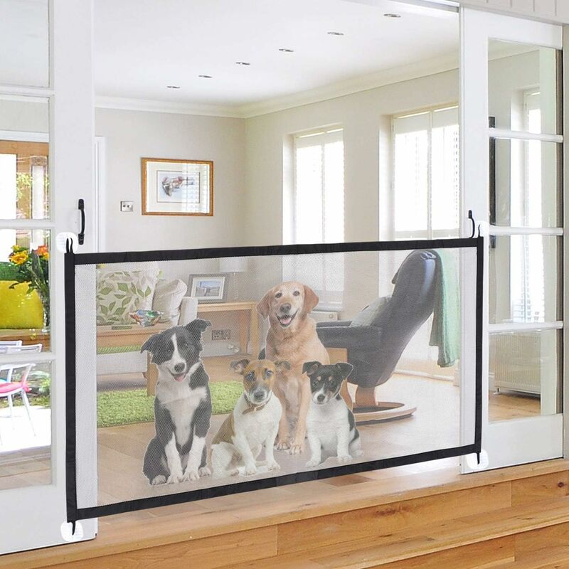 Pet Dog Safety Gate Portable Expandable Dog Gate Foldable Mesh Door Magic Dog Gate For Kitchen Stairs Hallways Baby - Image 1