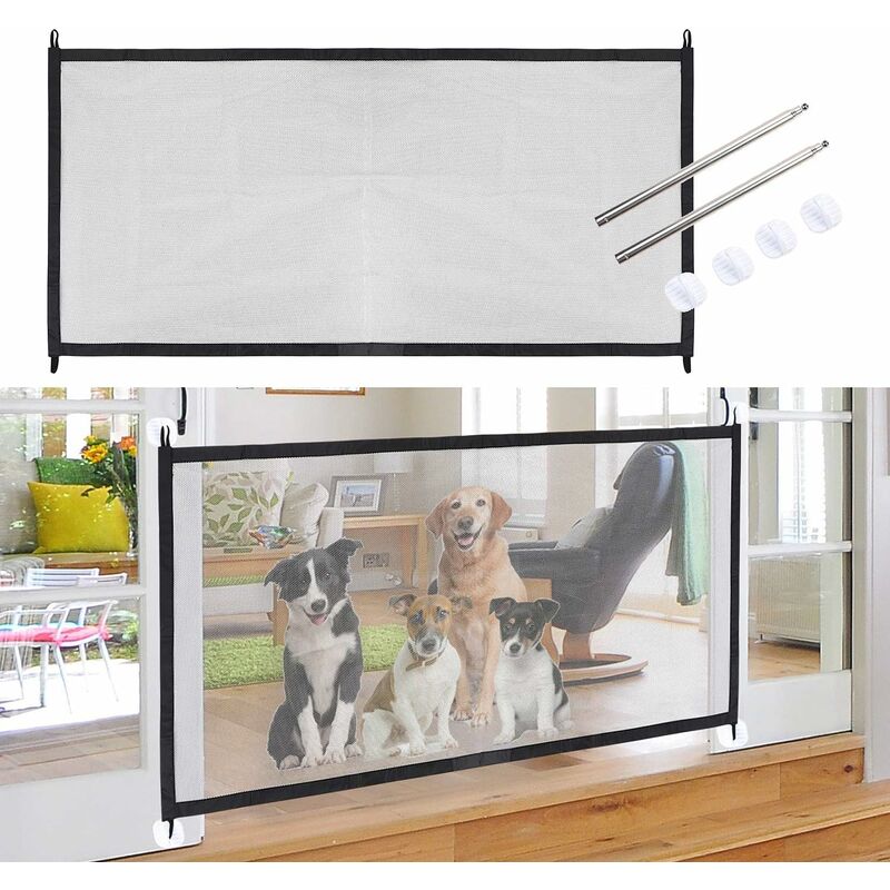 Pet Dog Safety Gate Portable Expandable Dog Gate Foldable Mesh Door Magic Dog Gate For Kitchen Stairs Hallways Baby - Image 2