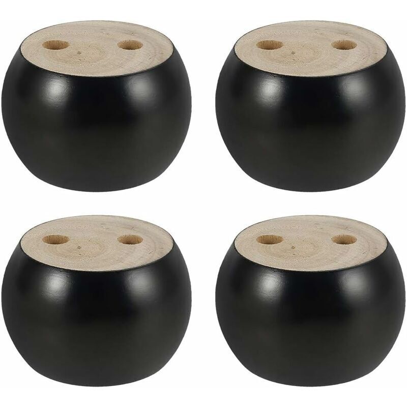 4 pcs Set ROund Wooden Furniture Legs Height 5Cm, For Sofa, Bed, Armchair, Wardrobe, With Screws And Tape (Black) - Image 1