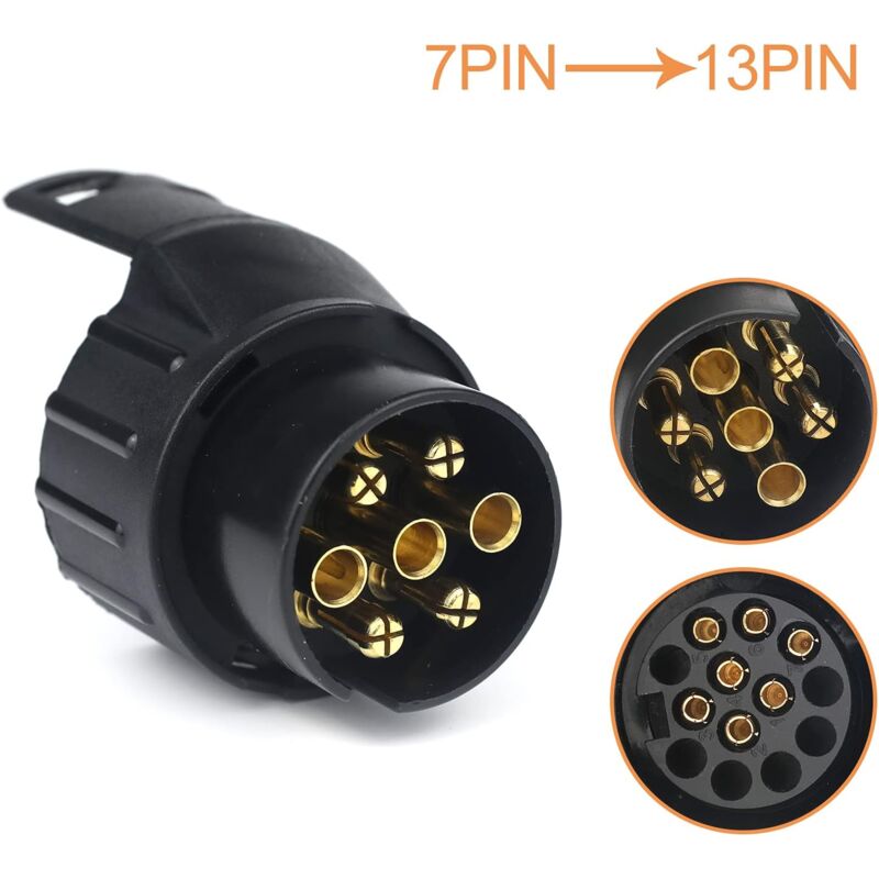7/13 7 To 13 Pin Trailer Plug Adapter 7 Pole To 13 Pin Towbar Connector For Car Trailer, Tractor, Caravan, Bike Carrier - Image 1