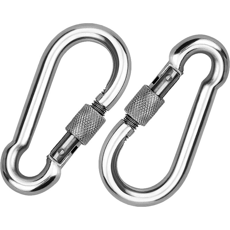 2 Pieces 304 Stainless Steel Carabiner, Stainless Steel Screw Gate Carabiner, Stainless Steel Carabiner, For Hanging - Image 1