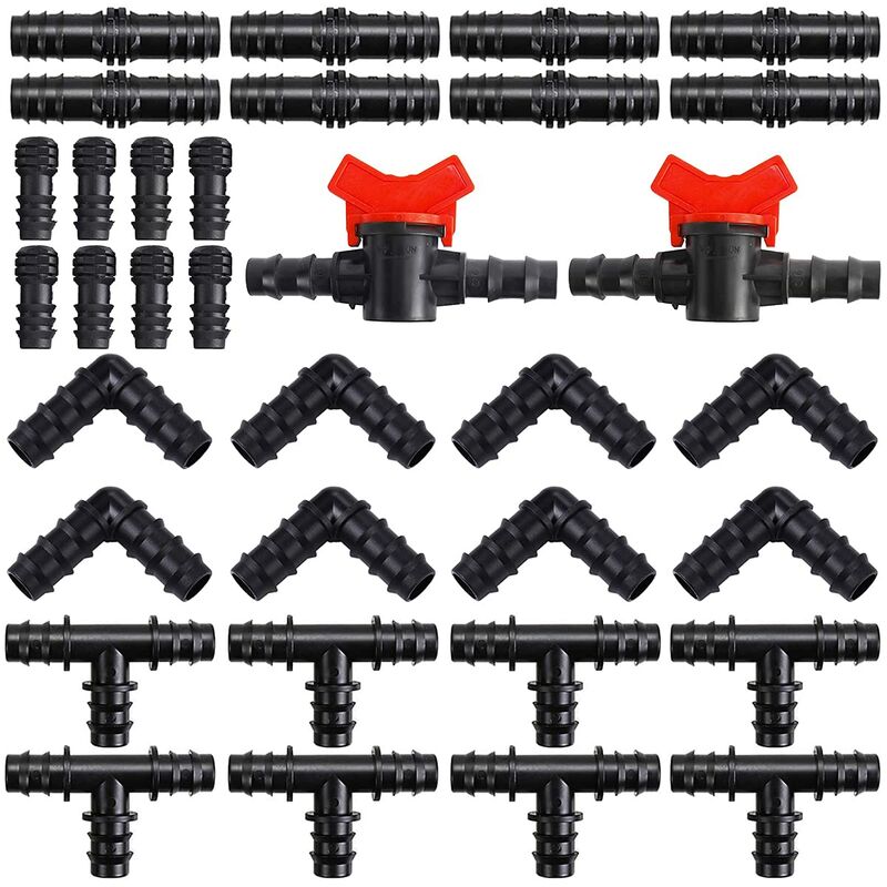 34 pcs Tubing Irrigation Fittings Kit Plastic Connectors 16Mm (1.6Cm) Garden Hose Connector Mixed Connectors For Garden - Image 1