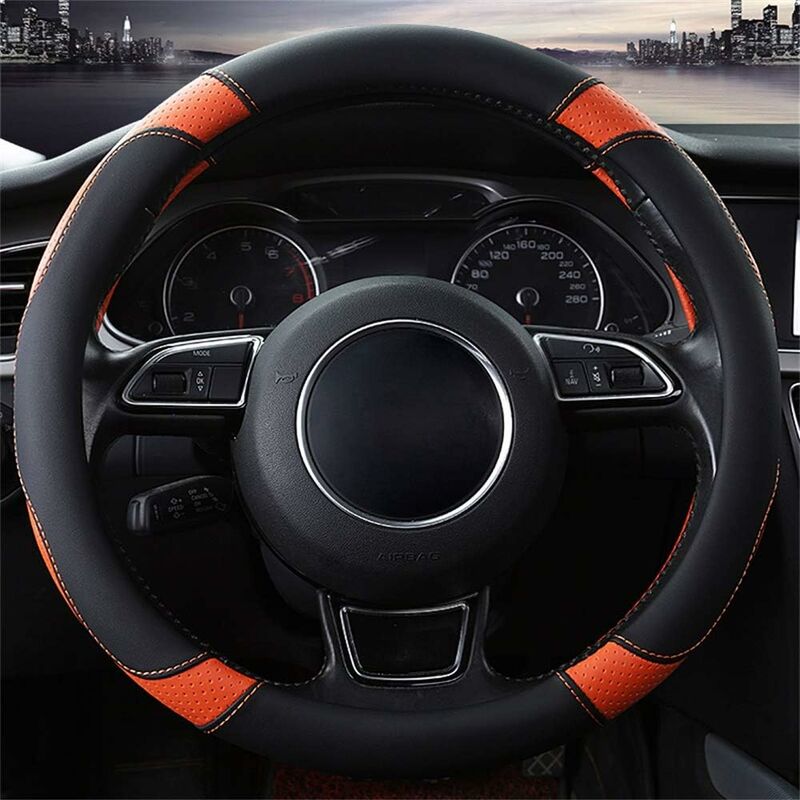 Car Steering Wheel Cover Microfiber Leather Steering Wheel Covers Universal 37-38Cm / 15