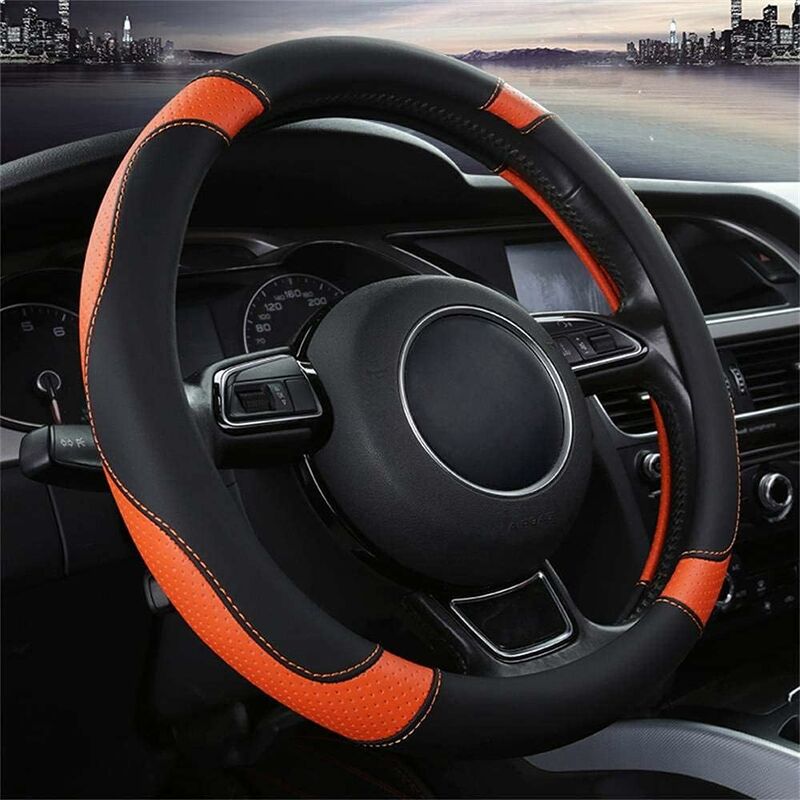 Car Steering Wheel Cover Microfiber Leather Steering Wheel Covers Universal 37-38Cm / 15