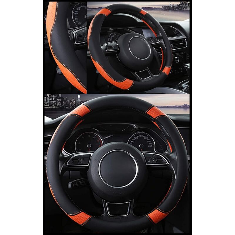 Car Steering Wheel Cover Microfiber Leather Steering Wheel Covers Universal 37-38Cm / 15