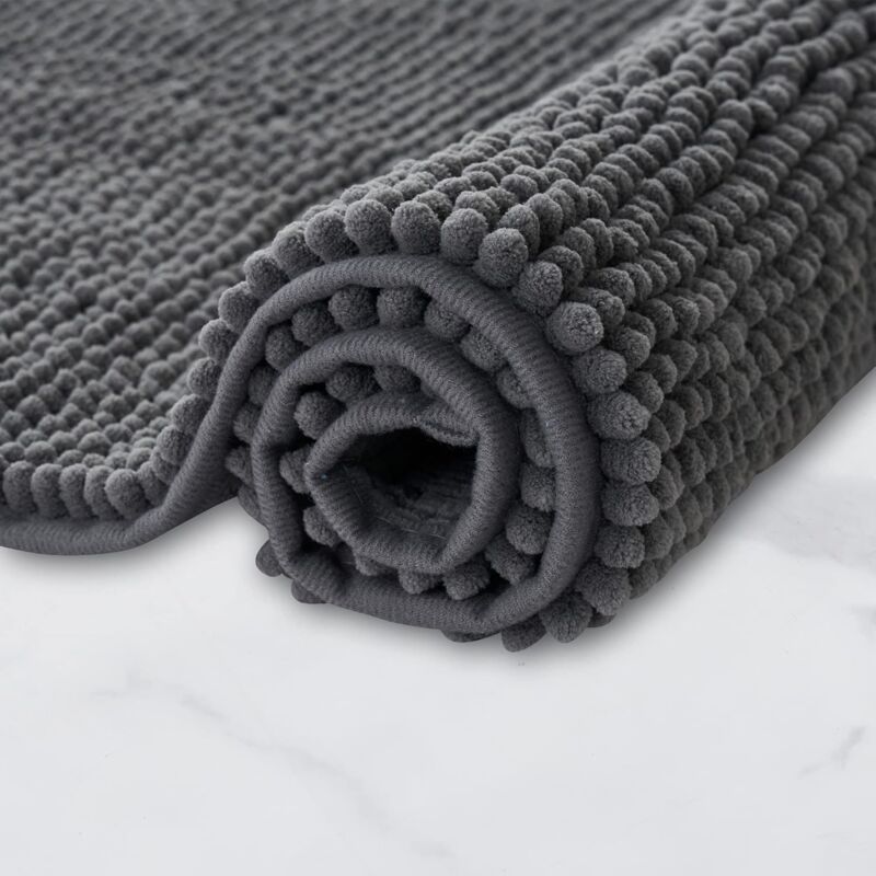 Non-Slip Chenille Bath Mat Super Absorbent And Machine Washableable For Bathroom, Shower, Bathtub Or As A Toilet Mat - Image 1