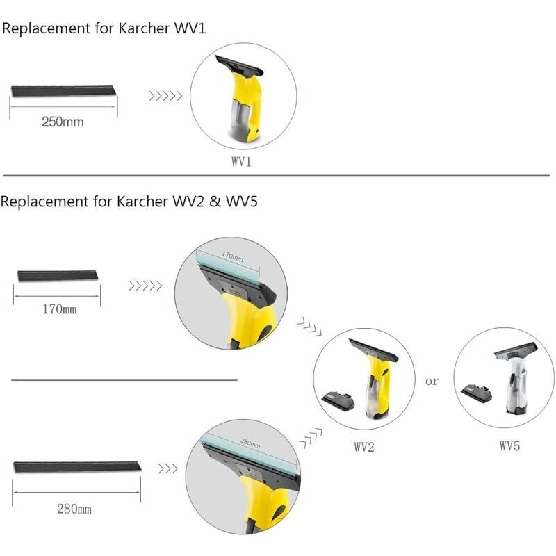 2 pcs 280Mm Window Vacuum Cleaner Replacement Window Cleaning Blades Rubber Squeegee Accessory Refill Replacement For - Image 2