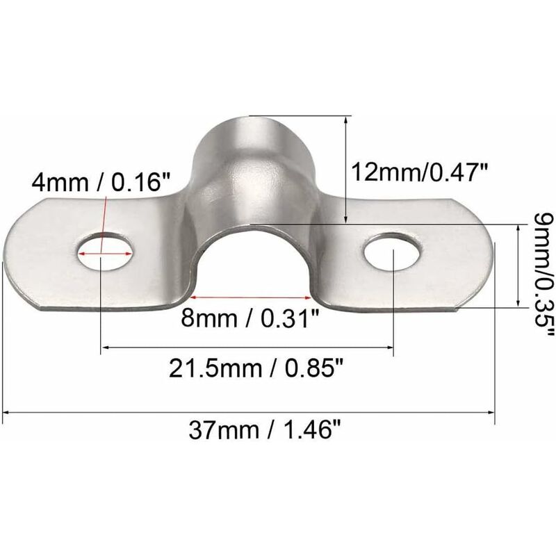 50 pcs 8Mm U-Tube 304 Stainless Steel Pipe Clamps Rigid Pipe Clamps U-Clamps For Pipe Fixing - Image 2