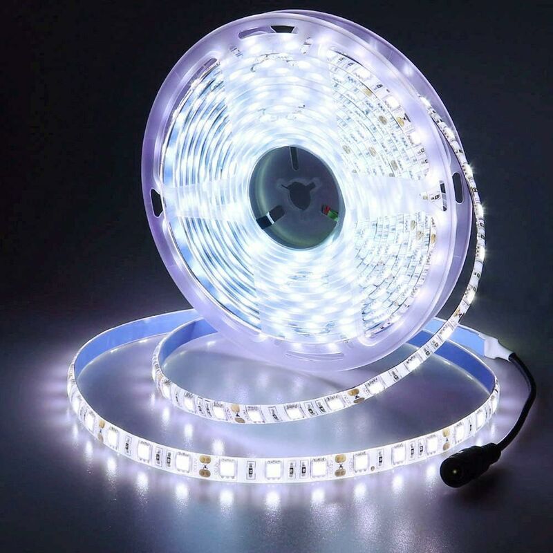 12V LED Strip Light Cool White 6500K, 5 Meters Flexible 300 LEDs 5050 Smd Ip65 Waterproof LED Strip [Energy Class A] - Image 1
