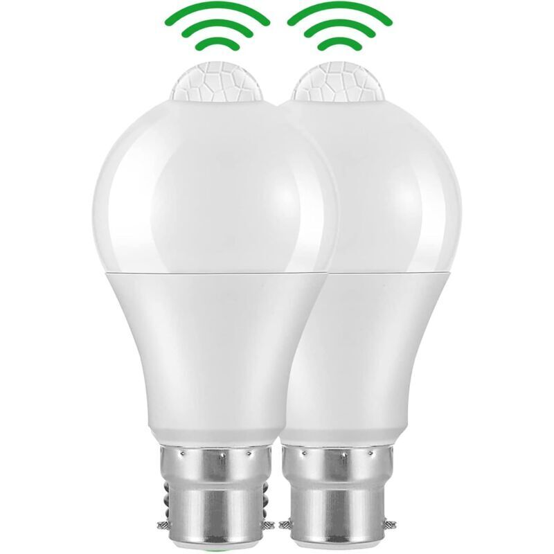 Motion Sensor Bulb B22 Bayonet LED, 12W, 1020Lm, Cool White 6000K, Cir 85, Waterproof Ip42 Energy Saving, Non-Dimmable, - Image 1