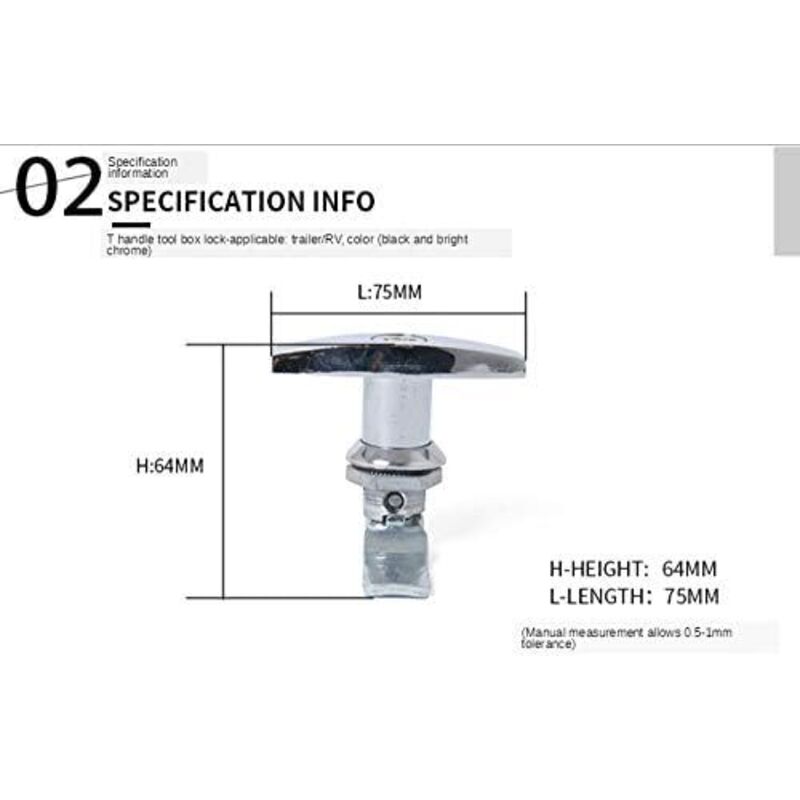 T-Handle Lock With Key, Aluminum Alloy Trailer Door Latch T-Handle Lock Universal T-Handle Lock For Trailers - Image 2