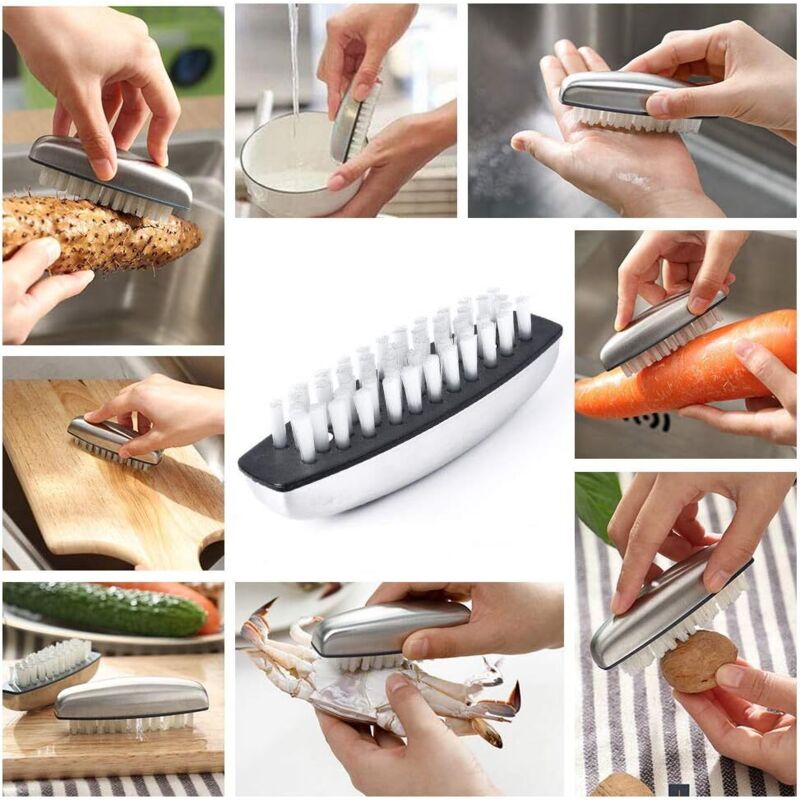 2X Stainless Steel Hand Nail Brush, Nail Brushes Hard Bristles Nail Cleaning Brush For Cleaning Hands, Nails, Feet - Image 4