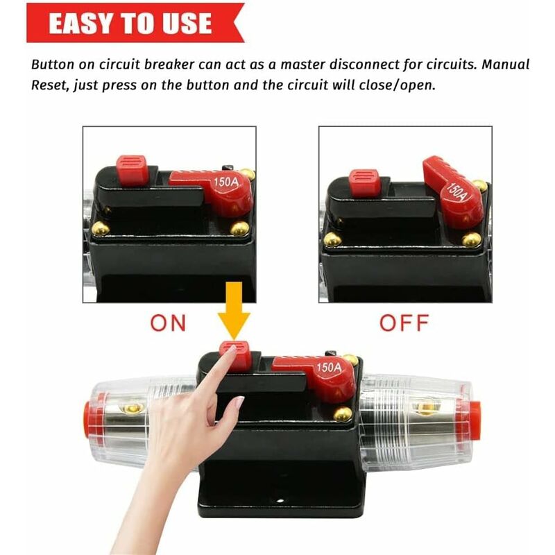 Car Fuse Circuit Breaker, Auto Circuit Breaker Car Protection 12V - 24V Dc, Manual Reset Switch Car Audio Fuse, Inline - Image 2