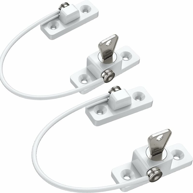 Child Window Safety, 2 pcs Zinc Alloy Child Window Protection Pvc Child Safety Window Lock With Screws And Keys, - Image 1