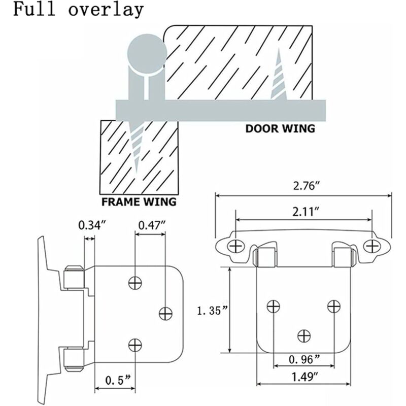 8 Pieces Stainless Steel Hinge, Cupboard Door Hinge With Screws, Stainless Steel Furniture Hinge, For Door Hinges, - Image 4
