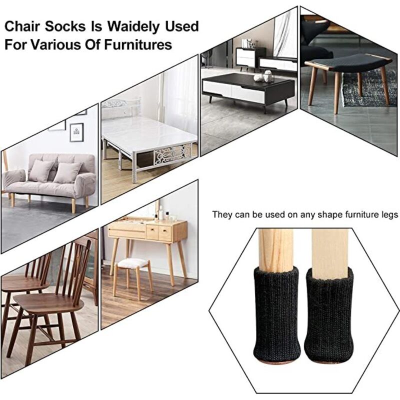 24 pcs Chair Leg Socks, Furniture Leg Caps, Non-Slip Chair Leg Pads For Fits 1