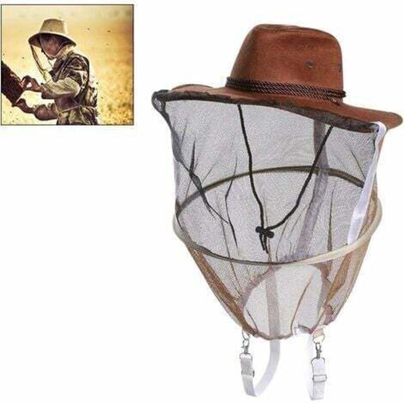 Beekeeping Hat With Veil Poly Cotton Beekeeping Veil Beekeeper Hat Mosquito Fly Mask Cap Outdoor Fishing Head Net Face - Image 1