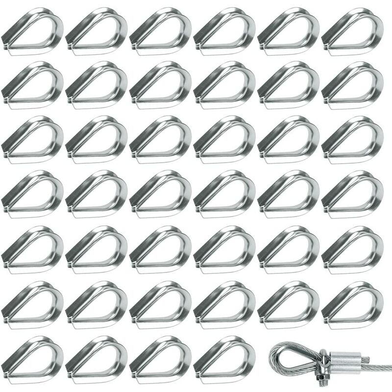 50 pcs M2 304 Stainless Steel Wire ROpe Thimbles Heart Thimble For Steel Cable For 2Mm Wire ROpe - Image 1