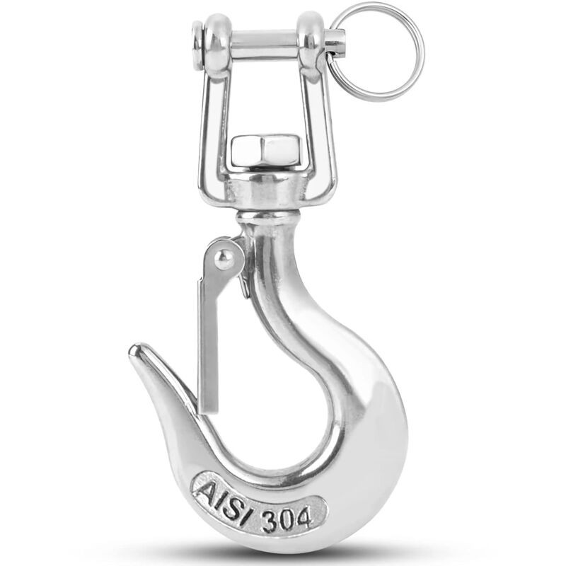 Heavy Duty Lifting Hook Load Towing Lifting Chain Safety Hook Winch Trailer Steel Clevis Safety Latch Lifting Stainless - Image 1