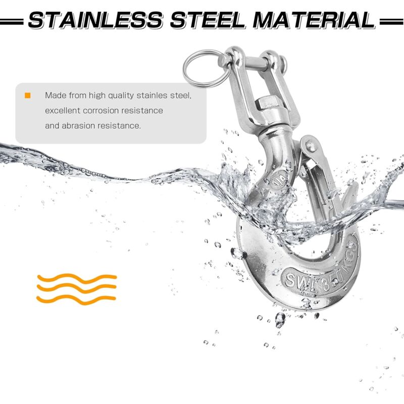 Heavy Duty Lifting Hook Load Towing Lifting Chain Safety Hook Winch Trailer Steel Clevis Safety Latch Lifting Stainless - Image 2