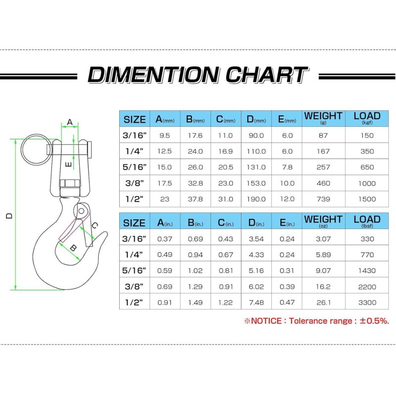 Heavy Duty Lifting Hook Load Towing Lifting Chain Safety Hook Winch Trailer Steel Clevis Safety Latch Lifting Stainless - Image 3