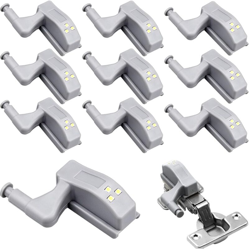 10 pcs Universal Hinge Lights Cabinet Light Warm White Color 12V 23A Battery For Kitchen Home Furniture Wardrobe - Image 1