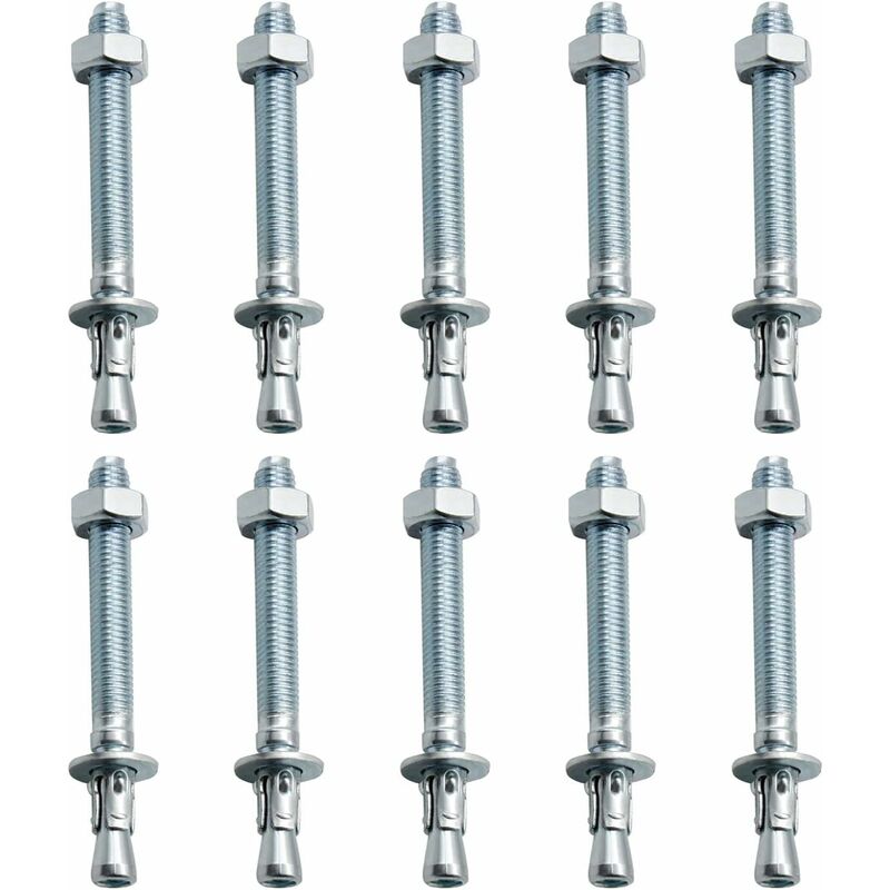 Anchor Plugs, 10 pcs M10/10Mm Galvanized Heavy Duty Anchors, Galvanized Metal Anchors, For Balustrades, Curtain Walls, - Image 1