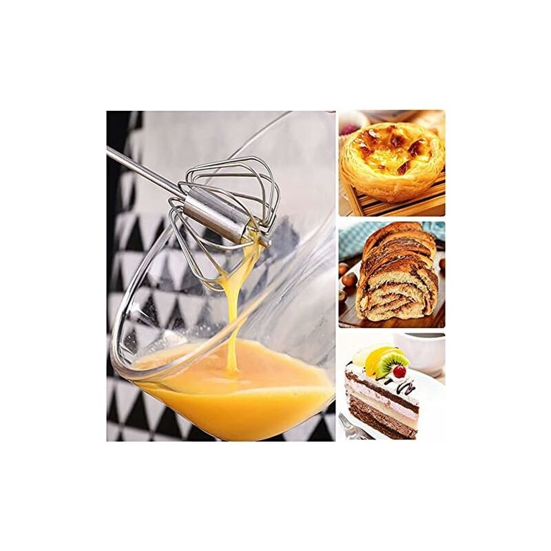 2 Egg Beaters, Multifunctional Semi-Automatic Hand Held Stainless Steel Whisk, Milk Frother, ROtating Beater For - Image 3