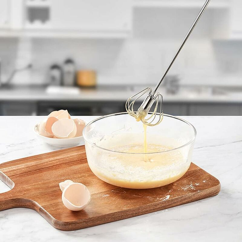 2 Egg Beaters, Multifunctional Semi-Automatic Hand Held Stainless Steel Whisk, Milk Frother, ROtating Beater For - Image 4