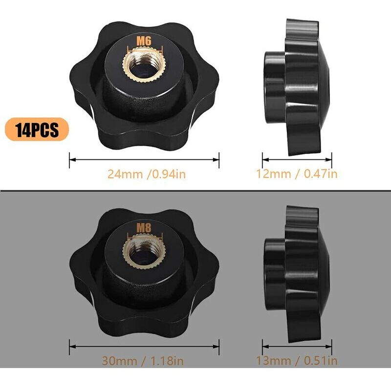 Star Head Clamping Knob, Star Head Clamping Nuts Knob, Clamping Nuts Star Shape Handle, Thread Clamping Knob, For - Image 4