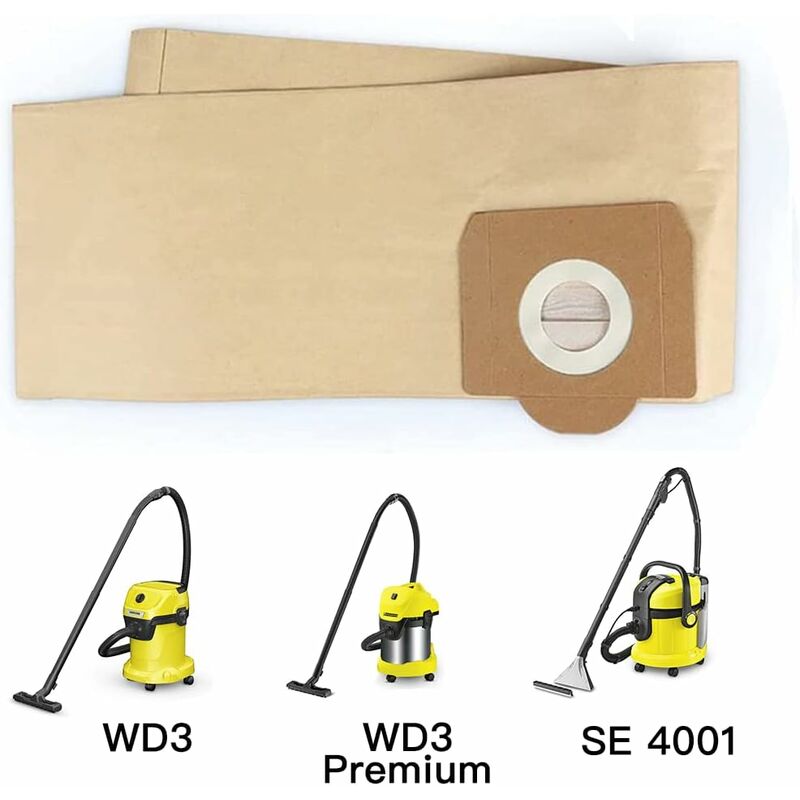5 pcs Upright Vacuum Cleaner Bag, For Karcher Wd3, Wd 3 Premium, Wd3200, Wd3500P, A2204, A2204, A2534, Se4001, - Image 1