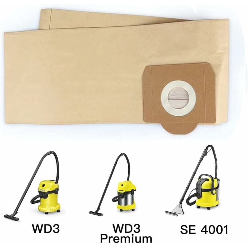 5 pcs Upright Vacuum Cleaner Bag, For Karcher Wd3, Wd 3 Premium, Wd3200, Wd3500P, A2204, A2204, A2534, Se4001, - Image 2