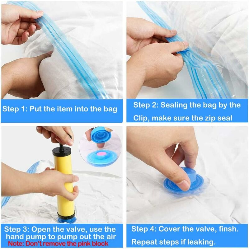 4 Pack Vacuum Storage Bags (2 Jumbo 100X80Cm, 2 Large 80X60Cm), Waterproof Bag For Duvets, Pillows, Clothes With Travel - Image 3