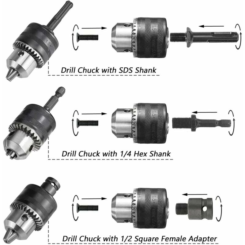1.5-13Mm Drill Chuck 1/2-20 Unf With Sds Plus Adapter And Wrench Drill Chuck Quick Change Chuck With Key For Drilling - Image 4
