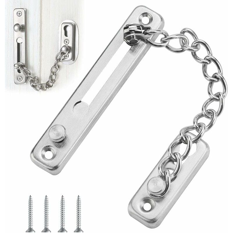 Security Door Chain Anti-Theft Door Lock Stainless Steel Door Chain Lock Sliding Door Restrictor With 4 Screws For - Image 1