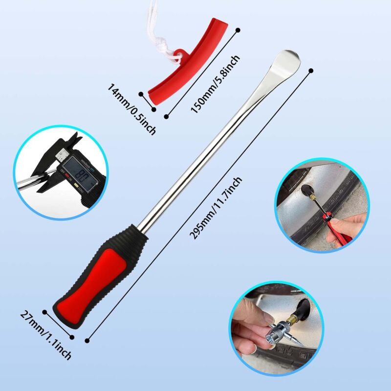 Tire Lever 23 Suits, 3 Tire Levers, 3 Wheel Rim Protectors Tool Kit 10 Tire Valve Caps And Caps For Motorcycle Bike - Image 2