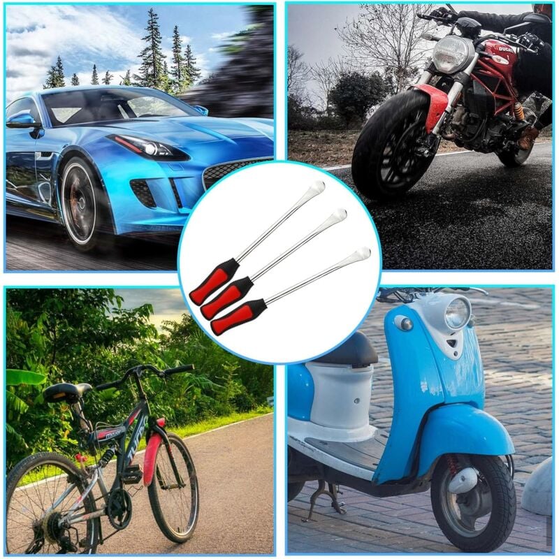 Tire Lever 23 Suits, 3 Tire Levers, 3 Wheel Rim Protectors Tool Kit 10 Tire Valve Caps And Caps For Motorcycle Bike - Image 3